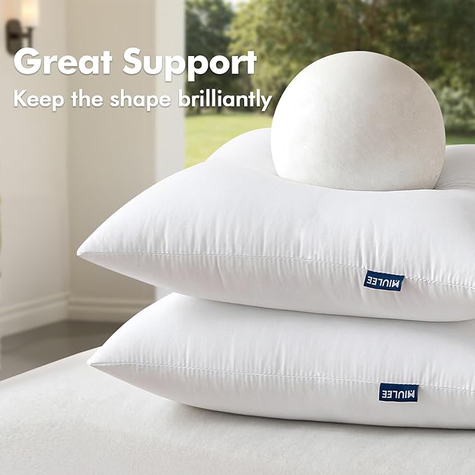 MIULEE 16x16 Inch Outdoor Pillow Insert Throw Pillow Insert | Water-Resistant Premium Outdoor Pillow Stuffer Sham Square for Couch Sofa Patio Furniture Cushion Porch Swing
