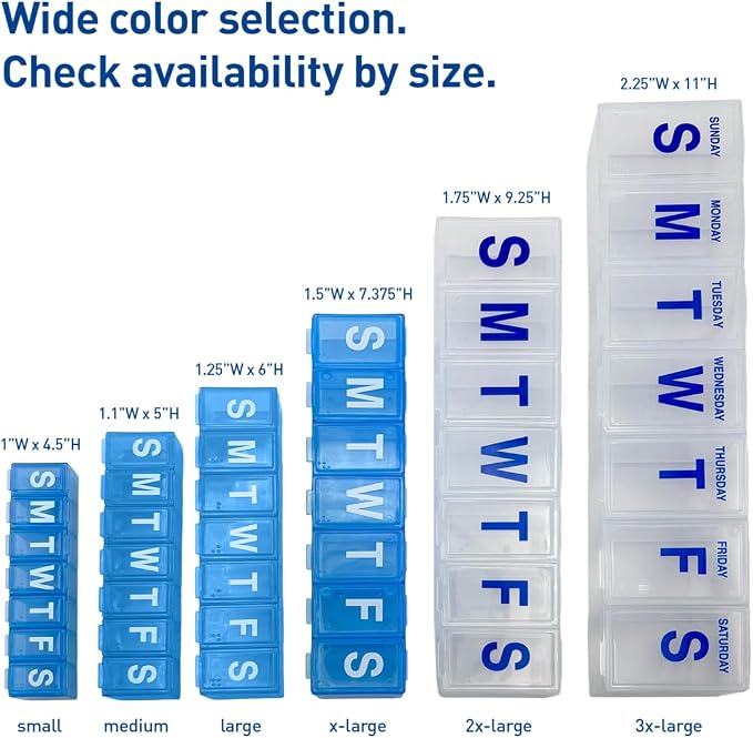 Ezy Dose Weekly (7-Day) Pill Organizer, 3X-Large Medicine Planner, Clear | Vitamin & Supplement Case, Spacious Compartments to Secure Prescription Medication and Prevent Accidental Spilling, BPA-Free