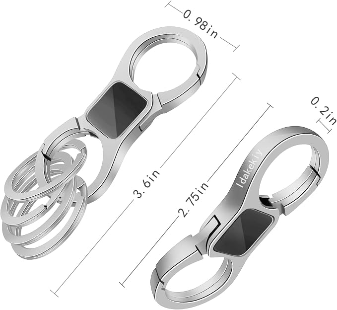 Idakekiy Key Chain Quick Release Spring with 4 Key Rings Heavy Duty Car Keychain Organizer for Men and Women