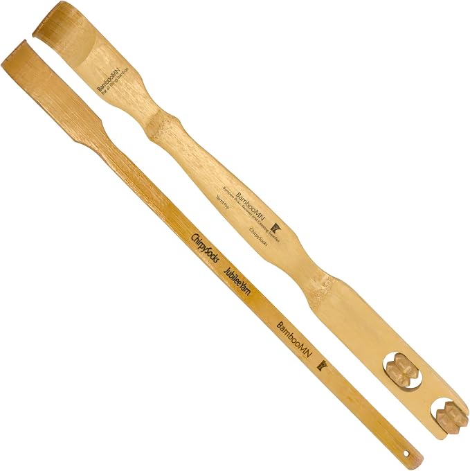 BambooMN 20x 17 Bamboo Knobby Roller Back Scratcher & Travel Size - 21 Total Units