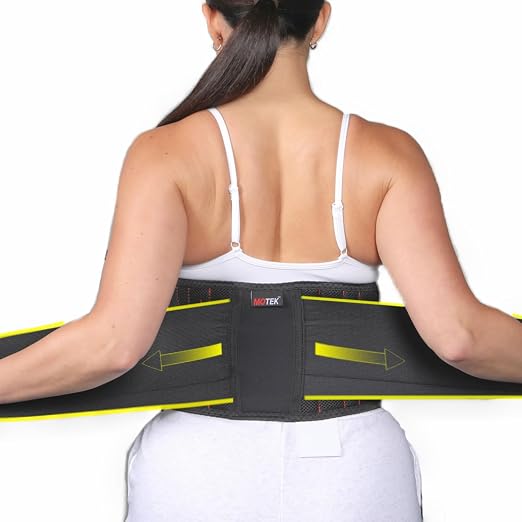 MOTEK Back Support Brace for Men & Women (Large 36-48") | Breathable Material, Lightweight Support, Dual Adjustable Straps | Lower Back Pain Relief | Lumbar Support