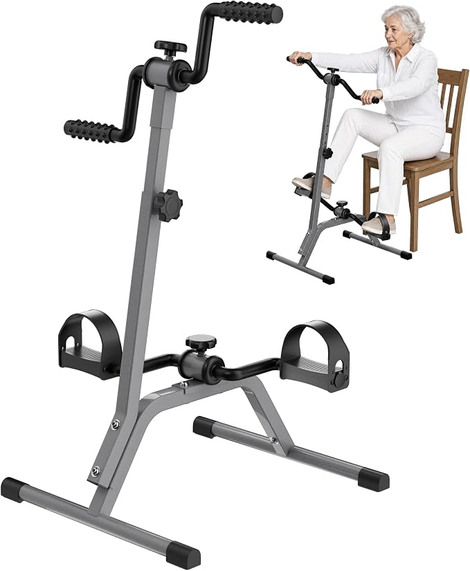 Adjustable Legs Arms Pedal Exerciser Bike for Seniors - Hand Arm Leg and Knee Therapy, Stroke Recovery, Portable Fitness Equipment for Total Body Workout Cardio Exercise - Great Gift for Elderly Rehab