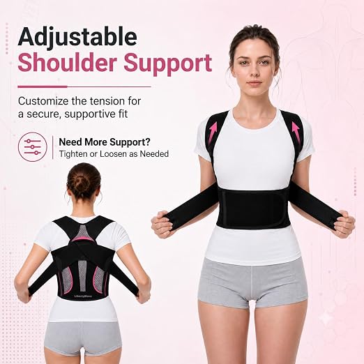 Posture Corrector for Women and Men, Breathable Upper Back Brace Posture Reminder, Adjustable Back Straightener with Underarm Comfort Straps, Shoulder Support Brace for Active Daily Wear