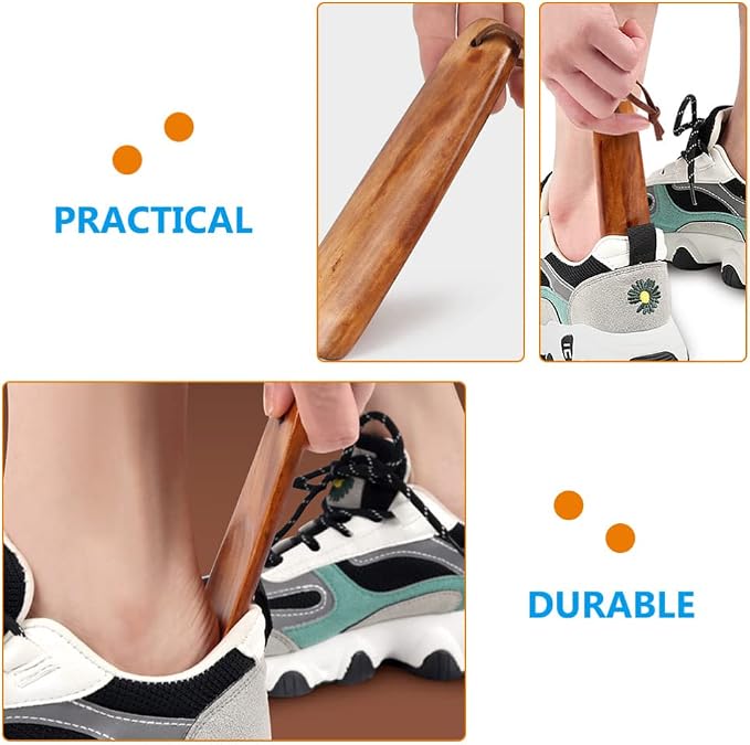 Wooden Shoe Horn for Seniors - Long Handle Shoehorn for Easy Wearing Portable and Convenient Accessory for Elderly and Adults 7.55 X 1.45 X 0.15 Inches