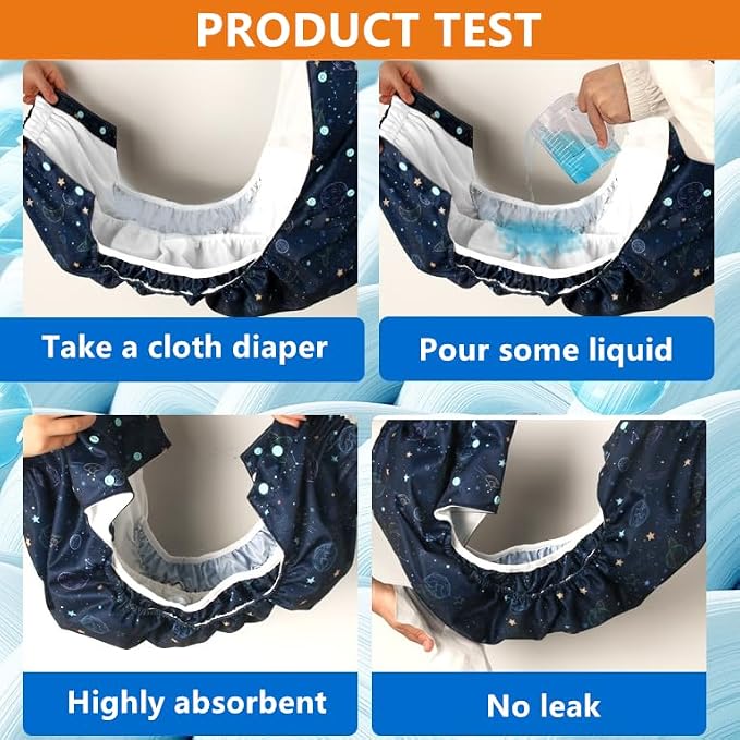 WEEOATAR Unisex Reusable Adult Cloth Diaper,Washable Swim Nappies,Adjustable Incontinence Pocket Diaper with Snaps,Underwear for Seniors,Disability,Postpartum(Dinosaur,XL)