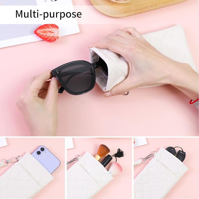 Double Eyeglass Case Soft Dual Glasses Case for Women Men Travel Squeeze Top Sunglasses Cases Eyeglasses Pouch