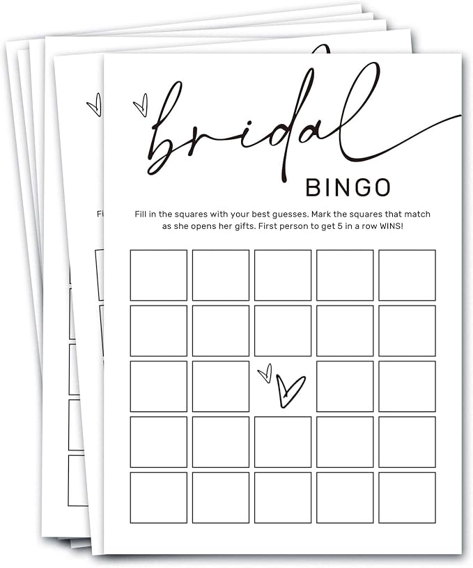 Bridal Shower Bingo, What Will The Bride to Be Receive, 25Pcs Bridal Bingo Game Cards, Engagement Party Games for Guests, Minimalist White Wedding Party Supplies - A18
