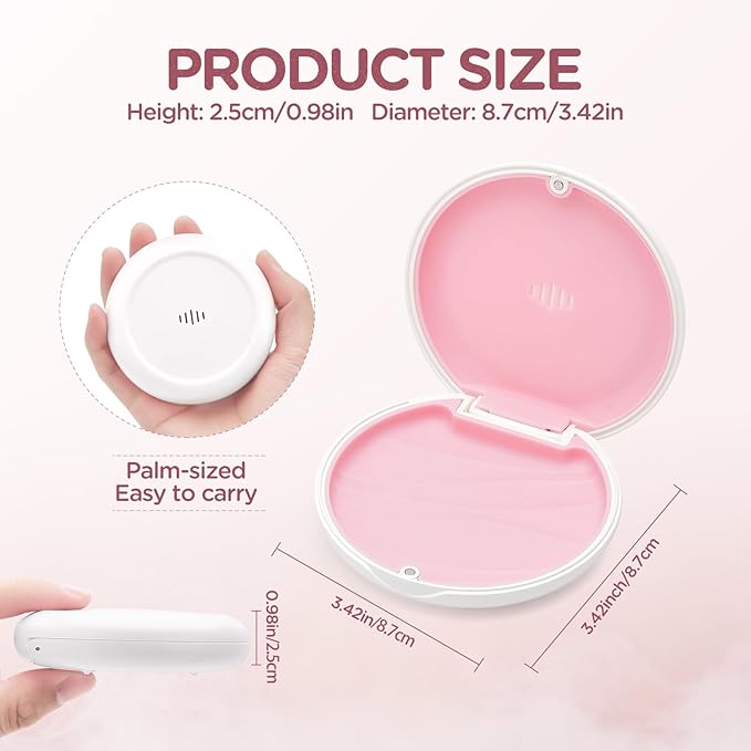 Retainer Case Slim Aligner Case with Vent Holes Removable Inner Tray Silicone for Easy Cleaning (2Pack White Pink)