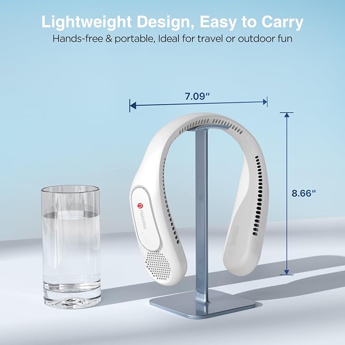 Hotsales Neck Fan, Bladeless Fan That Blows Cold Air, Portable Rechargeable | 6000 mAh Battery, 3 Speeds, Hands Free Wearable Personal Cooling Fan for Men and Women, Travel, Outdoor, USB Rechargeable