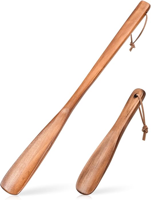 Shoe Horn Long Handle For Seniors Men Women, 2pcs Wooden Shoe Horns Set for Kids, Boots Sneakers Horn Shoe Helper for Home Or Travel