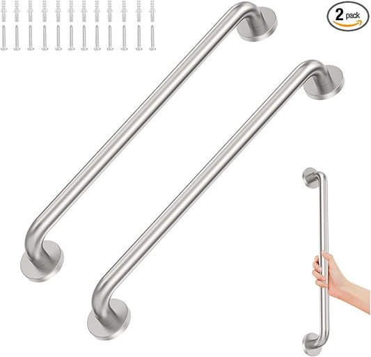 2 Pack 24 inch Shower Grab Bars 1.25 inch ADA Safety Grab Bars for Bathroom 500 lbs Support 304 Stainless Steel Assist Bath Handle Brushed Nickel