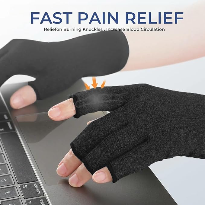 Arthritis Gloves for Women for Pain, Men and Women Fingerless Compression Wrap for Hand Pain and Osteoarthritis Compression Gloves Women,L,Black