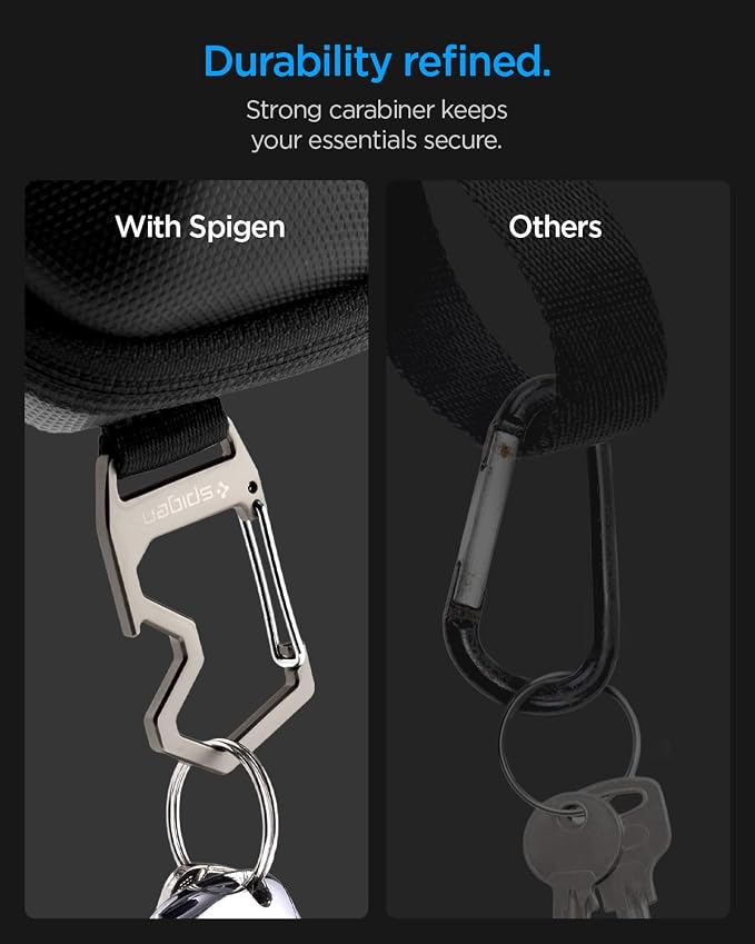 Spigen Life Hard Shell Sunglasses Case with Carabiner and 2-Way Belt Strap | Included Bottle Opener, Cleaning Cloth I For Hiking, Travel, Daily Use I Universal Fit for Meta, Ray-Ban, Oakley, Sunglasses