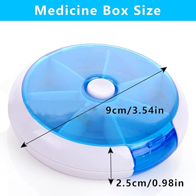 INVODA Rotating Weekly Pill Dispenser 7 Day 3 Times Medicine Pill Planner with 7 Compartments