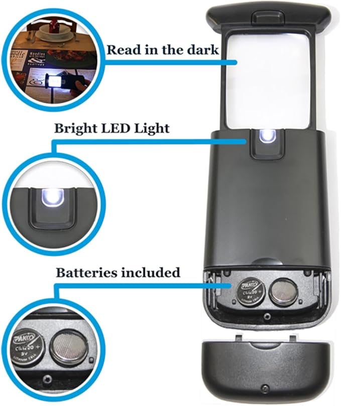 EasY Magnifier Small Pocket Magnifying Glass 30X with LED Light for Reading; Lighted Hand Held Coin Loupe; Mini Magnify Lens; Gifts for Seniors