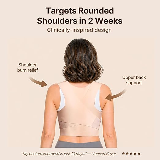 Fit Geno Invisilite Posture Corrector for Women, Adjustable Back Brace for Hunchback Slouching, Upper Back Neck Shoulder Pain Relief, Lightweight Discreet Under Clothes, X-Large