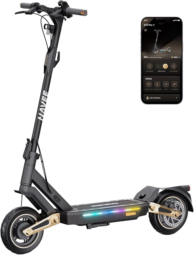 NAVEE GT3/ST3 Series Electric Scooter, 20/25 MPH Top Speed, 47/38/30 Miles Max Range, 1000W/1350W Motor with Dual Suspension, 10" Tires All Terrain, Heavy Duty, Foldable for Adults Teens (UL2272)