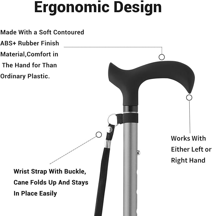 Walking Cane - Collapsible Adjustable Folding Canes for Men & Women, Walking Stick with for Seniors & Adults