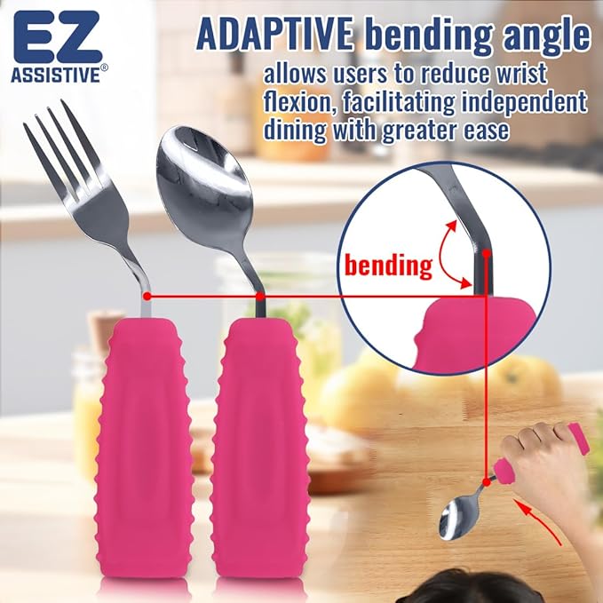 Adaptive Weighted Utensils Set – Spoon and Fork for Hand Tremors, Parkinson’s, Elderly, and Arthritis – Adaptive Eating Utensils for Weak Grip and Limited Mobility
