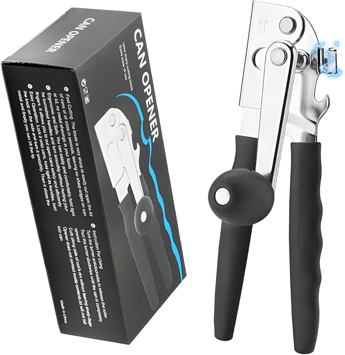 Manual Heavy Duty Crank Commercial Can Opener Cozy Long Handles | Razor Sharp Stainless Steel Cutting Wheel,Effortlessly Open Big Can,for Seniors, Arthritis, Restaurants,Home Kitchens