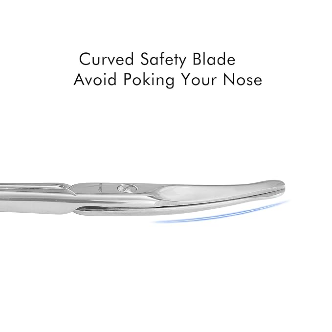 LIVINGO 3.75" Rounded Curved Nose Hair Scissors, Premium Stainless Steel Safety Small Blades Use for Manicure Cuticle Trimming Facial Hair, Eyebrow, Dry Skin