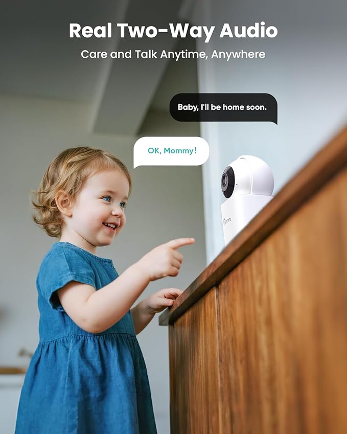 3K Indoor Security Camera 2 Pack, 360° Pan/Tilt WiFi Camera for Home Security, 2.4/5GHz Pet/Dog/Baby Camera with Phone App, Night Vision, Two-Way Audio, 24/7 SD/Cloud Storage, Works with Alexa