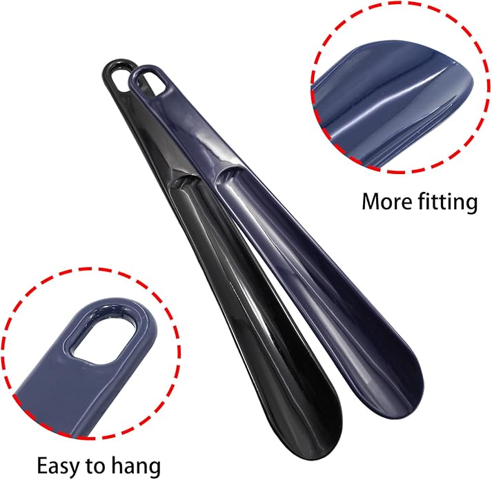 2 Pcs Plastic Shoe Horns 9.8 Inch Portable Long Handle Shoe Spoons