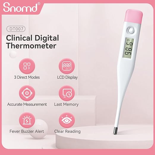 Digital Oral Thermometer for Adults, Children & Baby | LCD display, fast reading, fever alarm, supports oral, rectal & underarm temperature measurement