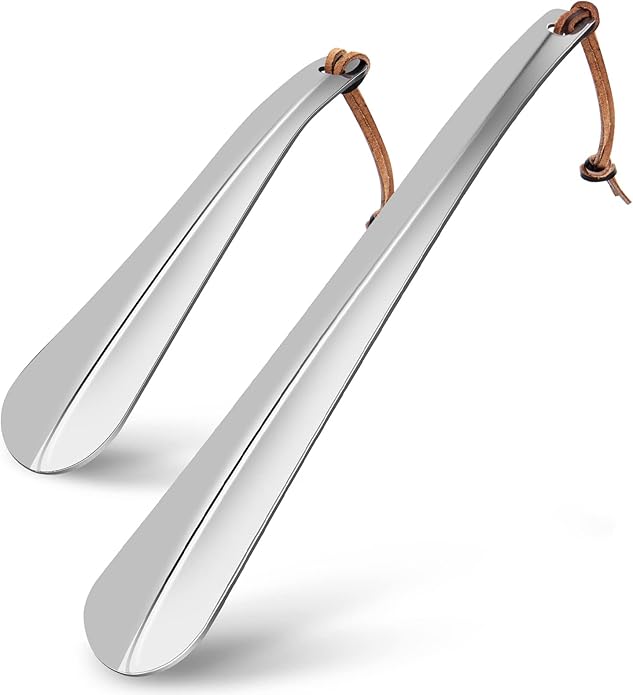 Shoe Horn Set, Long Short Shoe Horns Set, Portable Travel Shoes Horn, Stainless Steel Long Metal Shoe Horn, Shoe Helper for Men, Shoe Spoon for Women, Metal Shoe Helper for Kids or Seniors