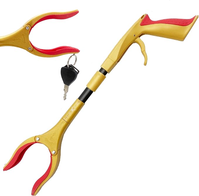 Grabber Reacher Tool - Latest Version Luxet 19 Inch Gold&Black, Foldable Pick Up Stick - Strong Grip Magnetic Tip - Heavy Duty Trash Picker Claw Reacher Grabber Tool Elderly Wheelchair Mobility Aid