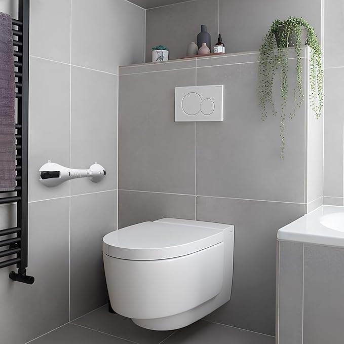 2Pack Suction Grab Bar for Shower Bathtub: Upgraded Heavy Duty Non-Slip Grip Handle with Strong Suction Cup for Bathroom Wall, Max Load 269LBS Safety Bar for Elderly Senior (2, White)