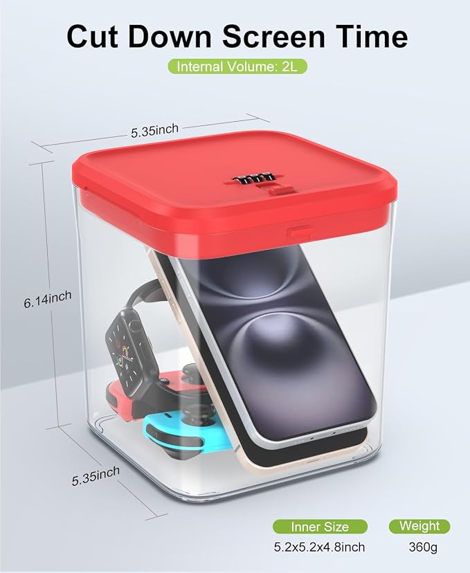 ySky Lockable Storage Box with Combination Code - Secure Medicine Safe, Phone Jail & Snack Container for Refrigerator, Home, Office- Durable Multi-Purpose Lock Box(Red)
