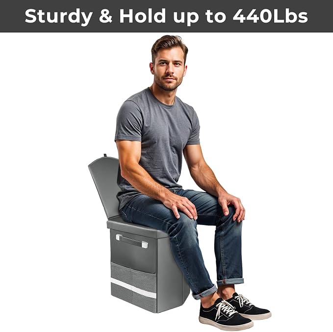 2026 Upgraded XL Portable Toilet for Adults,Tall Camping Toilet with Lid and Convenient Carry Bag, Portable Potty for Camping, Hiking, Car Travel,Truck, RV, Boating, Road Trips, Beach (Gray, 16.5''H)