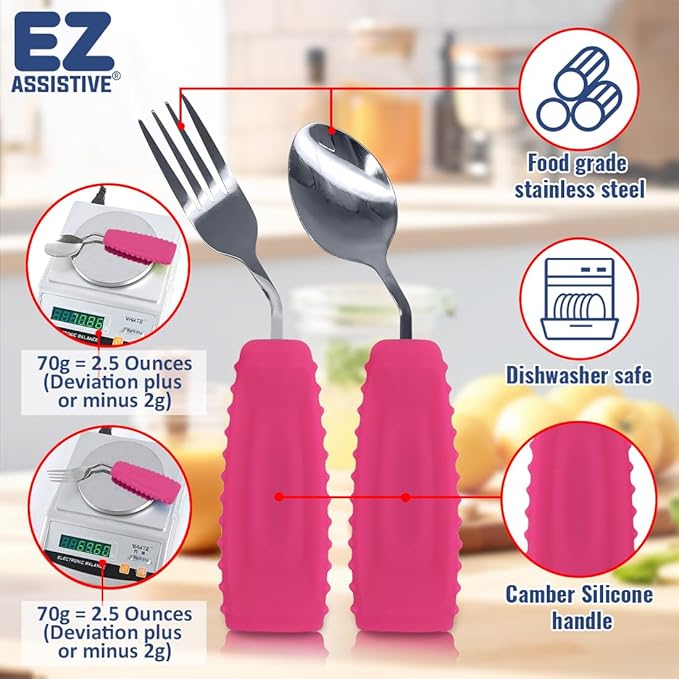 Adaptive Weighted Utensils Set – Spoon and Fork for Hand Tremors, Parkinson’s, Elderly, and Arthritis – Adaptive Eating Utensils for Weak Grip and Limited Mobility