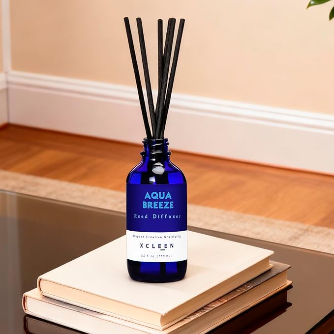 Reed Diffuser Set, Aqua Breeze Scented Oil Diffuser with Sticks, Long-Lasting Home Fragrance Reed Diffusers for Bathroom Office Shelf, Room Fresheners 3.7 Oz
