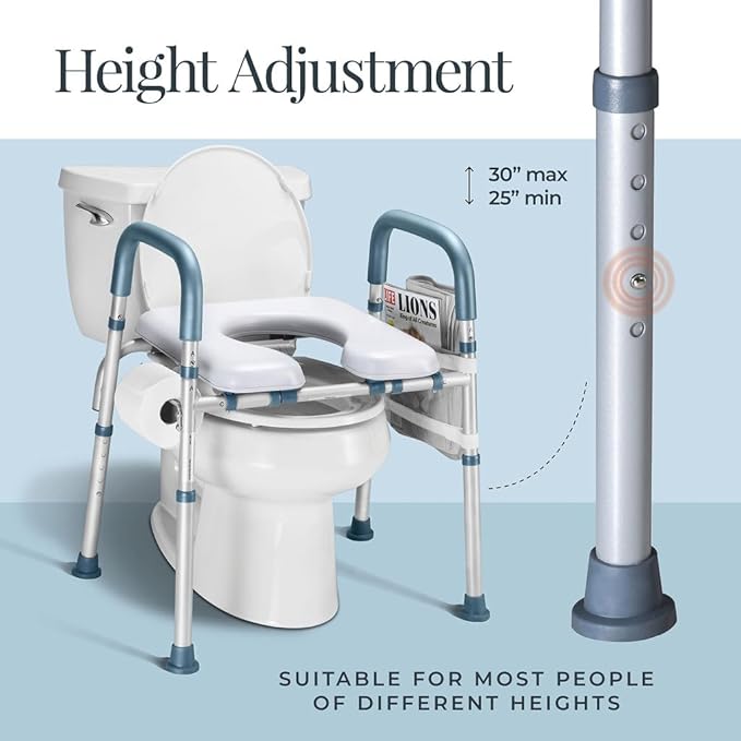 Medical King Toilet Seat Riser for Seniors, Adjustable, Gray, Heavy Duty up to 400 lbs