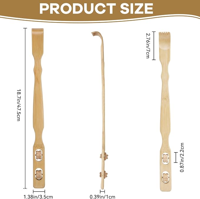 Gisafai 24 Pack Bamboo Back Scratcher Bulk with Massage Rollers 17.7 Inch Long Handle Wooden Back Scratcher for Itching Relief and Body Massage for Adults Men Women Nursing Gifts