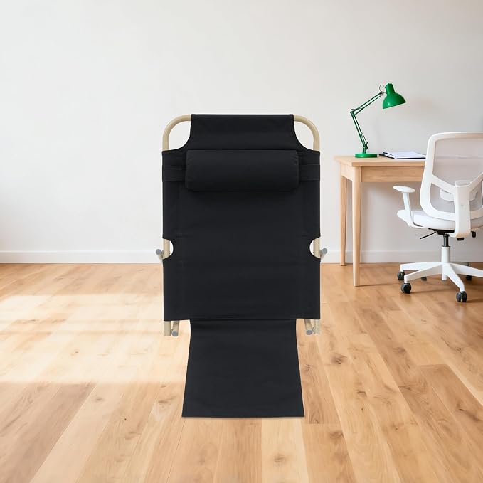 7-Gear Lifting Bed Backrest with Headrest - 330 lbs Heavy Duty Portable Folding Adjustable Sit Up Back Support Chair for Restaurants, Living Rooms, Bedrooms, Cafes (Black)
