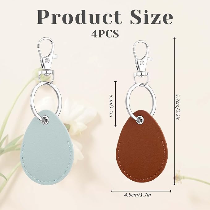 Psyqtsuary Leather Key Fob Holder, 4 Pcs PU Leather Keychain Key Holder for Keychain General Keys Fob, for Keys ID Keys Cards