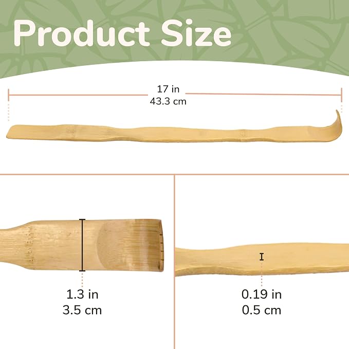 BambooMN 17 Inch Bamboo Wooden Back Scratchers Shoe Horn for Itchy Stress Relief, 30 Units