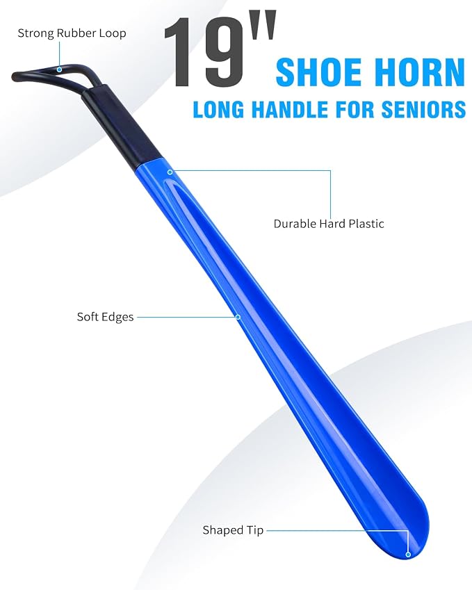 Kekoy 8 in 1 Hip Kit, Seniors Total Hip Replacement After Surgery with 36" Grabber Reacher Tool, Sock Aid Device, Leg Lifter, Long Handle Shoe Horn, Bath Sponge, Telescoping Back Scratcher(Blue) | Hip Replacement Kit with 36" Grabber, Sock Aid Device, ...