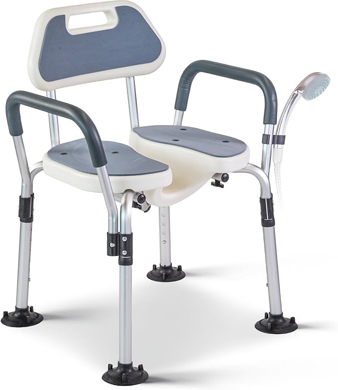 Shower Chair, U Shape Shower Chair with 6-Level Adjustable, Non-Slip Feet for Private Washing, Elderly, Disabled, Seniors & Pregnant，Heavy Duty Shower Chair