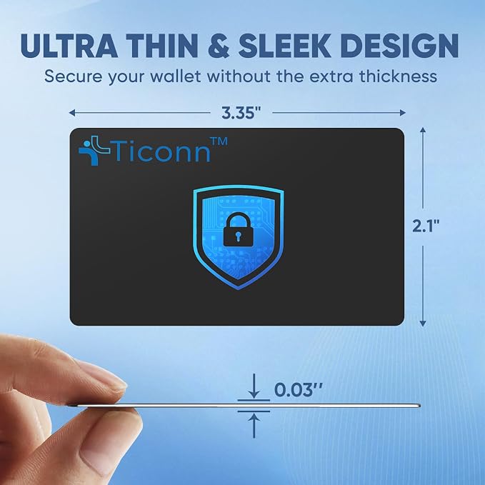 TICONN RFID Blocking Cards - 6 Pack, Premium Contactless NFC Debit Credit Card Passport Protector Blocker Set for Men & Women, Smart Slim Design Perfectly fits in Wallet/Purse (6)