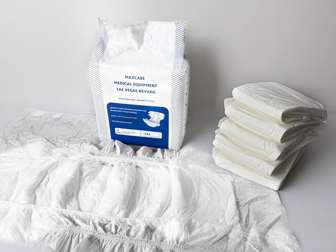 Home By Jackie Adult Diapers with Tabs - Unisex Disposable Incontinence Briefs for Women & Men, Heavy Absorbency Overnight Briefs, Elderly Incontinence Product, 10 Count Side: L (Large)