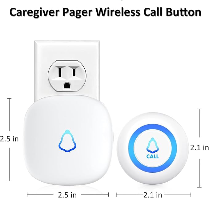 Caregiver Pager, METAK Wireless Call Button for Elderly/Senior at Home, 2 Receivers + 2 SOS Buttons, Emergency Panic Call Bell, Medical Life Alert Necklace System for Patients, Disabled, Nurses