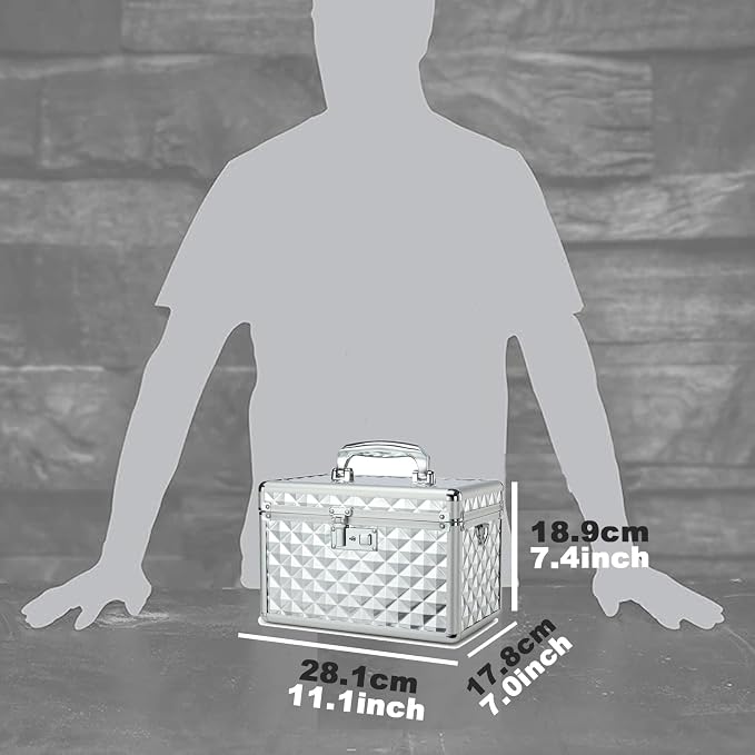 Storage Box with Key Lock, Lockable Medicine Storage Box, Empty First Aid Box, Security Lock Box, Multipurpose Locking Box for Home and Outdoor Use (Silver, Medium)