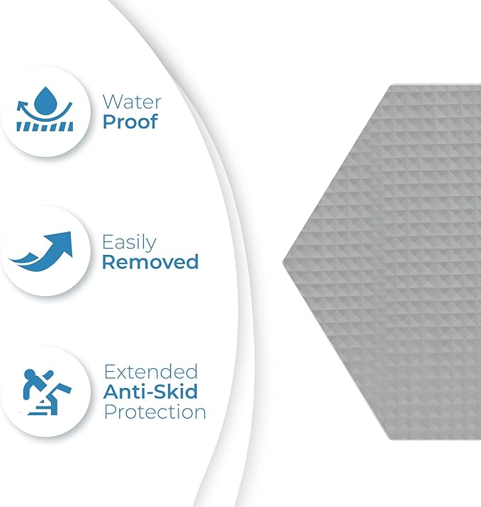 Anti Slip Shower Stickers 24 PCS, Gray Non-Slip Shower Strips for Adults, Premium Adhesive Bath Tub Stickers