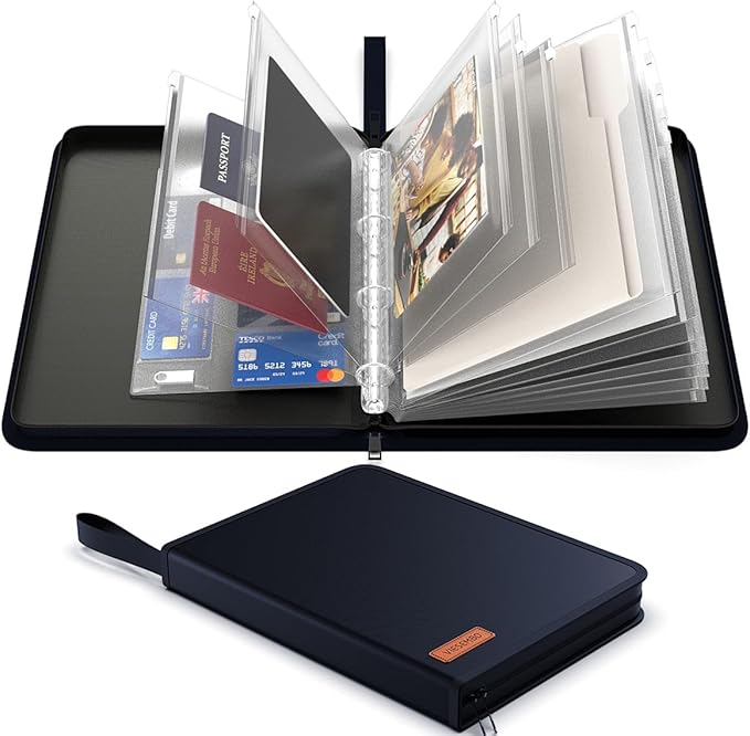Important Document Organizer Binder, Birth Certificate Protector | Fireproof, Waterproof, Document Protectors, Fire proof Bag for Documents, 4 ring binder, Passport Storage