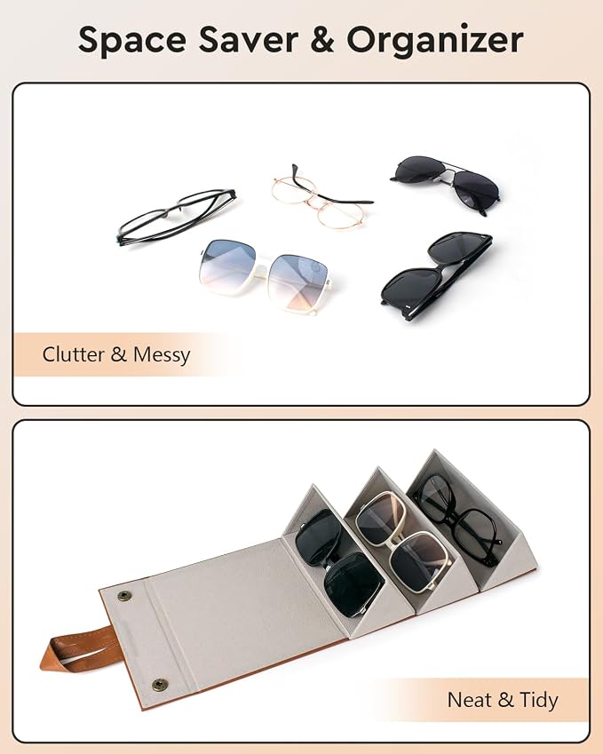 Sunglasses Travel Case,Foldable Eyeglasses Case, Portable Multiple Glasses Case for Women Men Girls