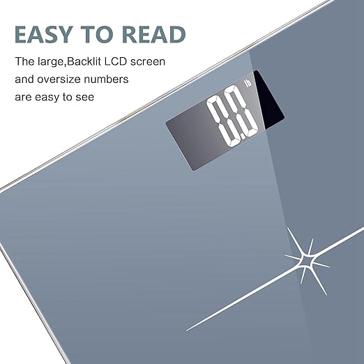 Ultra-Wide NUTRI FIT Bathroom Scale Digital High Accuracy Body Weight Scanner with Easy-to-Read Backlit LCD, 400 Pounds Ultimate Grey